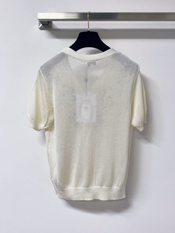 CC 2026 Flower Short-Sleeve Cardigan Cream Cotton 705305