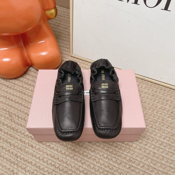 Miu 2026 Ruches Penny Loafers Suede Cowhide 950931