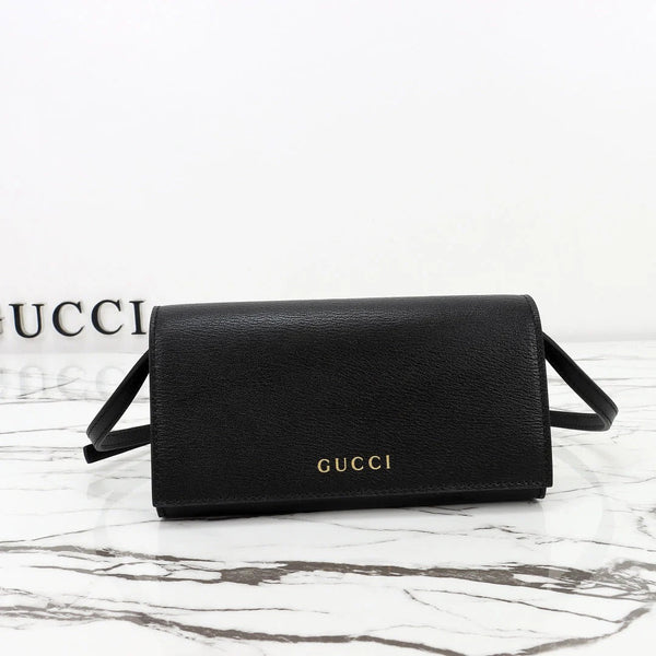 GG 2026 Wallet with Strap 19cm Black Calfskin