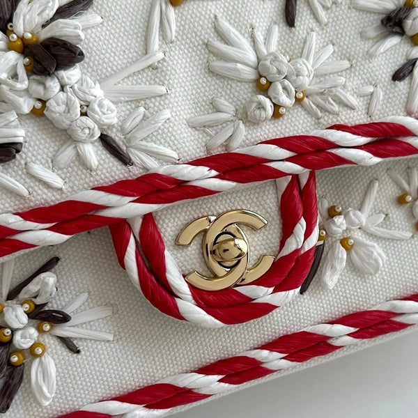 CC 26s Classic 11.12 Bag 25.5cm White Red Woven Leather