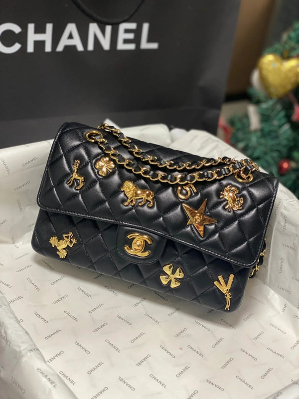 CC 26s Animal Gold Charm Flap Bag Lambskin
