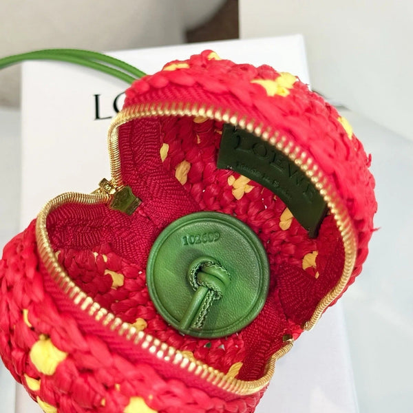 Loew Raffia Calfskin Strawberry Charm