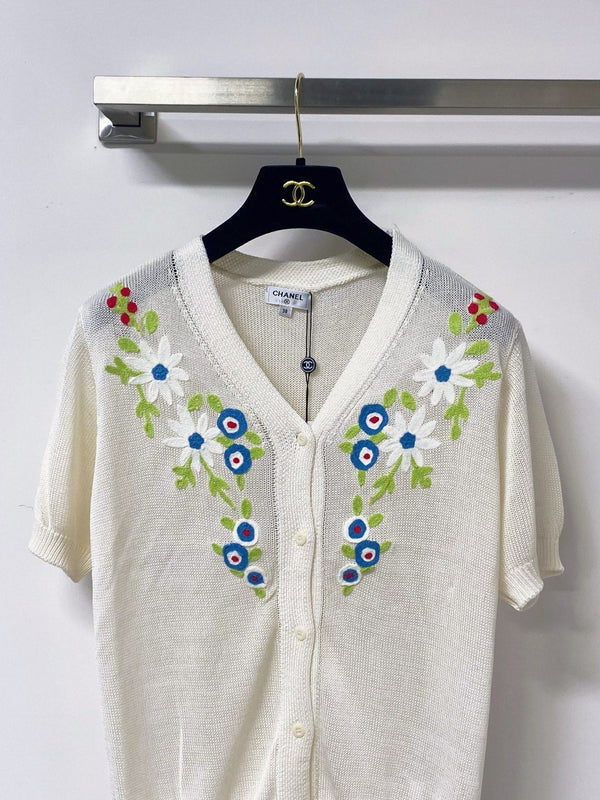 CC 2026 Flower Short-Sleeve Cardigan Cream Cotton 705305