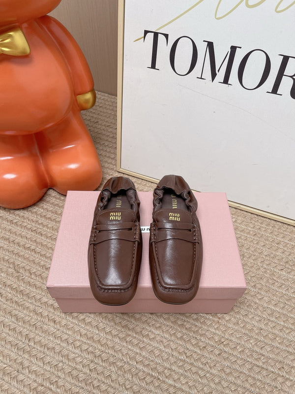 Miu 2026 Ruches Penny Loafers Suede Cowhide 950931