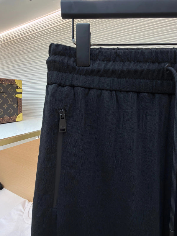 FF 2026 Men's Jacquard Shorts Black Cotton Fabric 830526