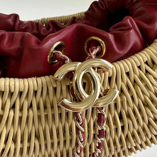 CC 26s Structured Basket Bag Beige Wicker Leather