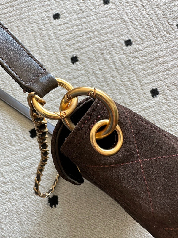 CC 2026 Shoulder Bag 25cm Brown Suede