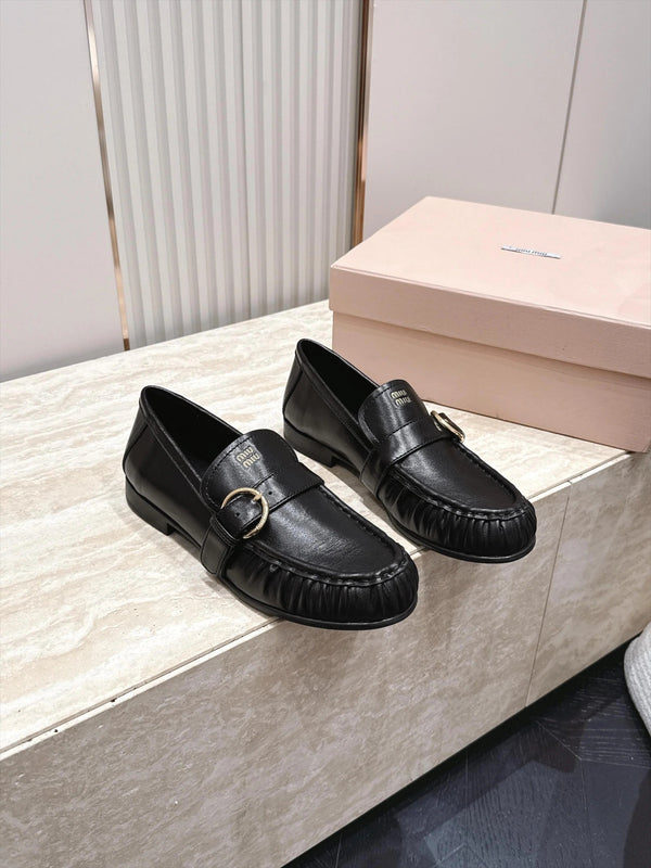 Miu 2026 Buckle Loafers Suede Calfskin 954313