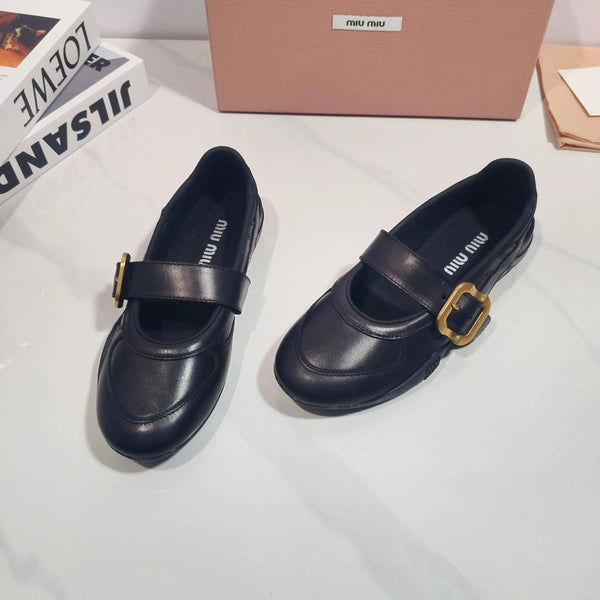 Miu 2026 Gymnasium Mary Jane Flats Leather 953684