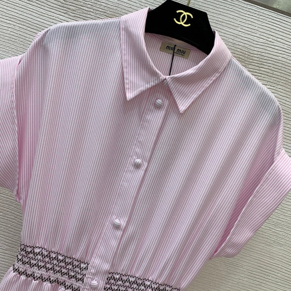 Miu 2026 Striped Dress Cotton 402676