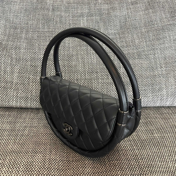 CC 26s Hula Hoop Bag 24cm Black Quilted Lambskin