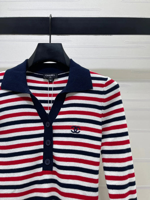 CC 2026 Striped Long-Sleeve Top Red Mix Colors Cotton 417672