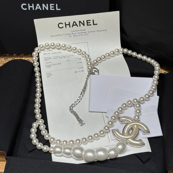 CC 2026 Pearl Double-Layer CC Pendant Necklace Belt