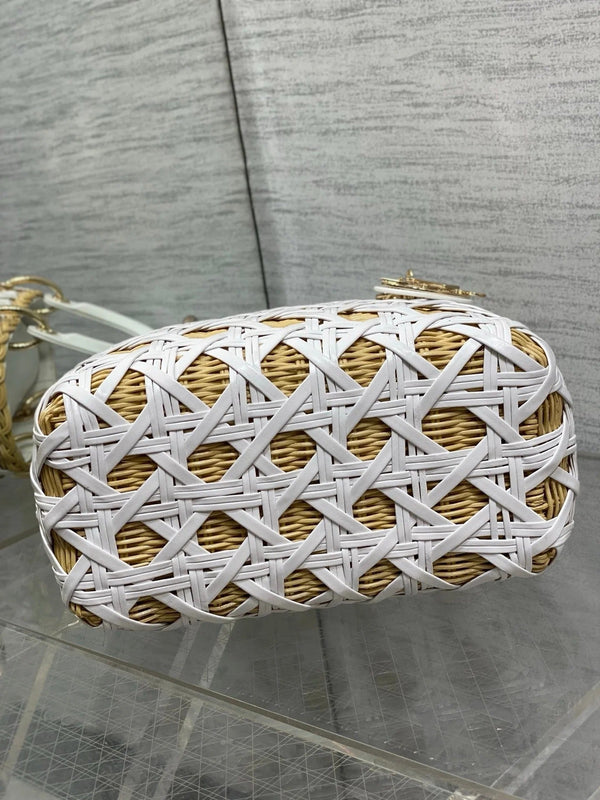 CD 2026 Wicker Cannage Bag 24cm Leather Rattan 355285