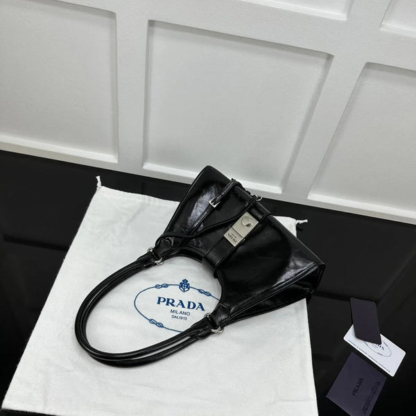Prad 2026 Soft Lux Medium Tote Bag 26cm Patent Calfskin