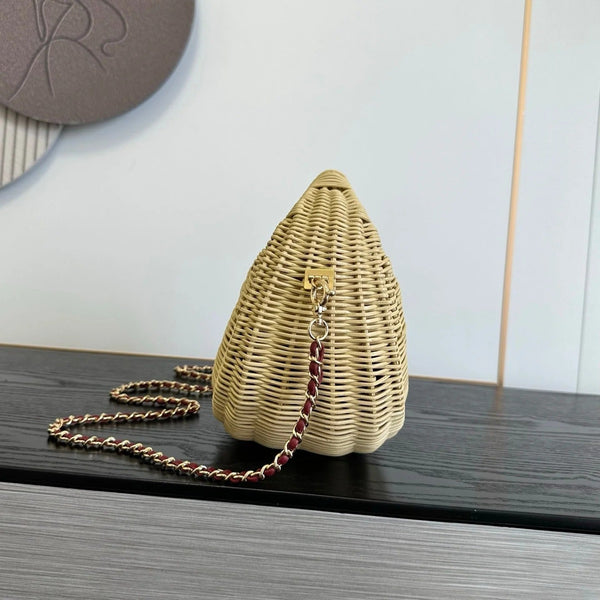 CC 26s Structured Basket Bag Beige Wicker Leather