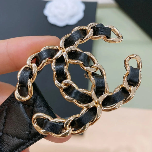CC 2026 Quilted Chain Buckle Belt 30mm Lambskin