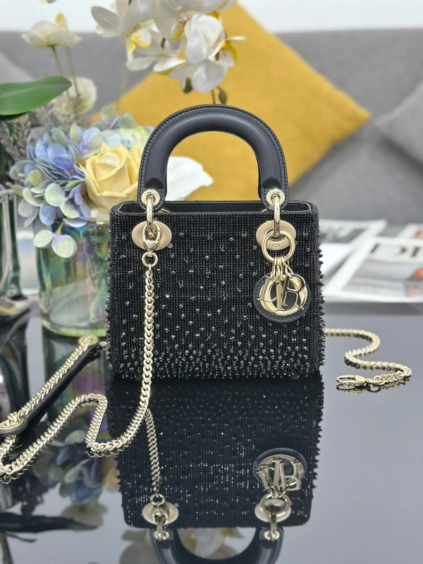 CD Lady Dior Embroidered Beaded Bag 17cm Lambskin