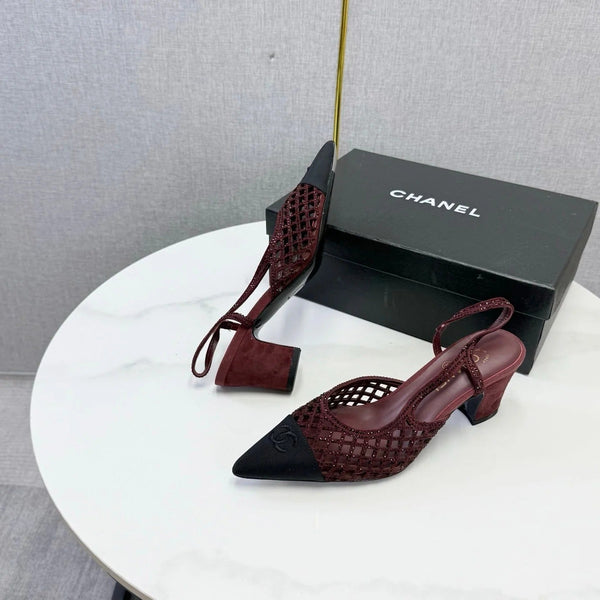 CC 2026 Embellished Mesh Slingback 50mm Sheepskin Satin 904533