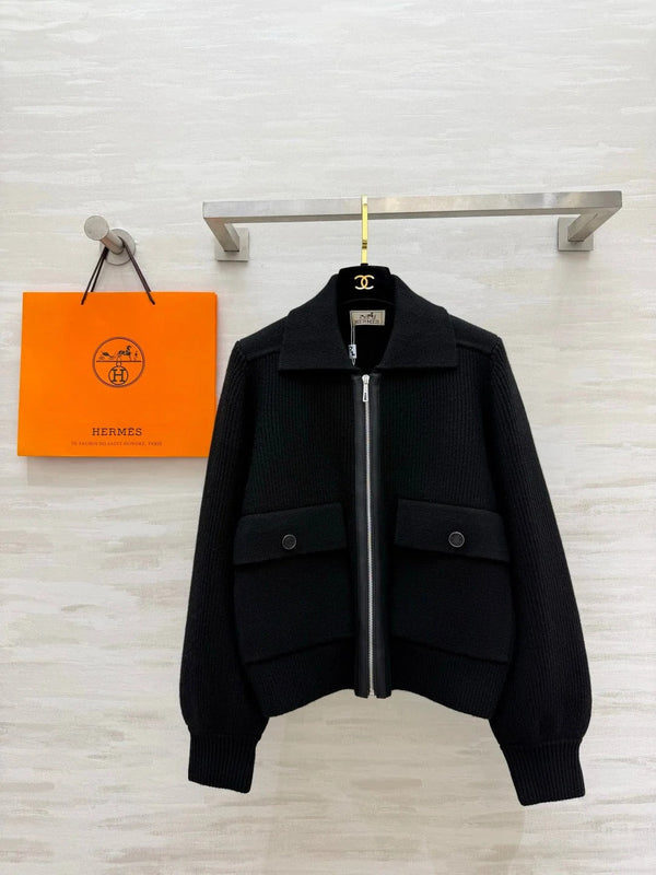 HM 2026 Collared Zip-Up Knit Jacket Wool 408378