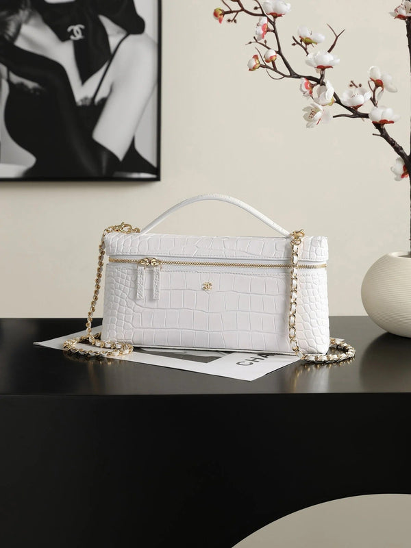 CC 26s Crocodile Embossed Vanity Bag 25cm Leather