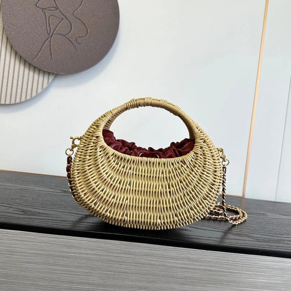 CC 26s Structured Basket Bag Beige Wicker Leather