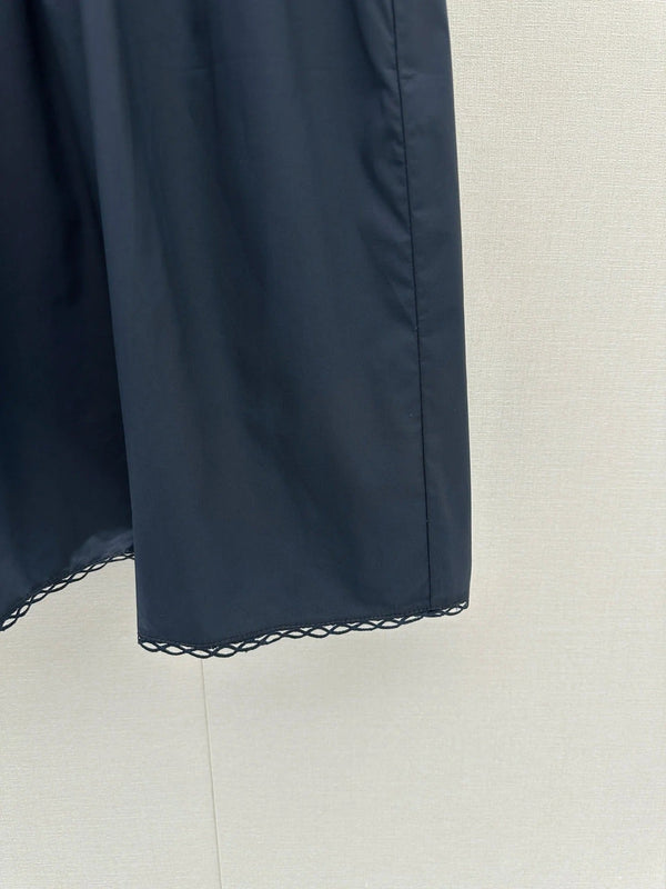 Miu 2026 Sleeveless Dress Navy Green Cotton 648450