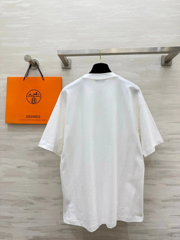 HM 2026 Rope Print T-Shirt White Mix Blue Cotton 408325