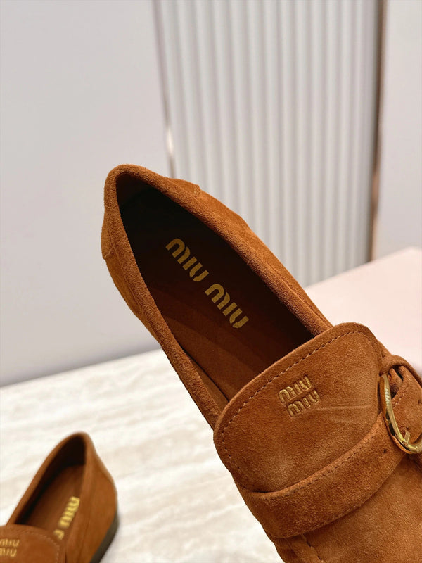 Miu 2026 Buckle Loafers Suede Calfskin 954313