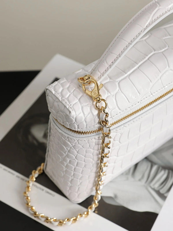 CC 26s Crocodile Embossed Vanity Bag 25cm Leather