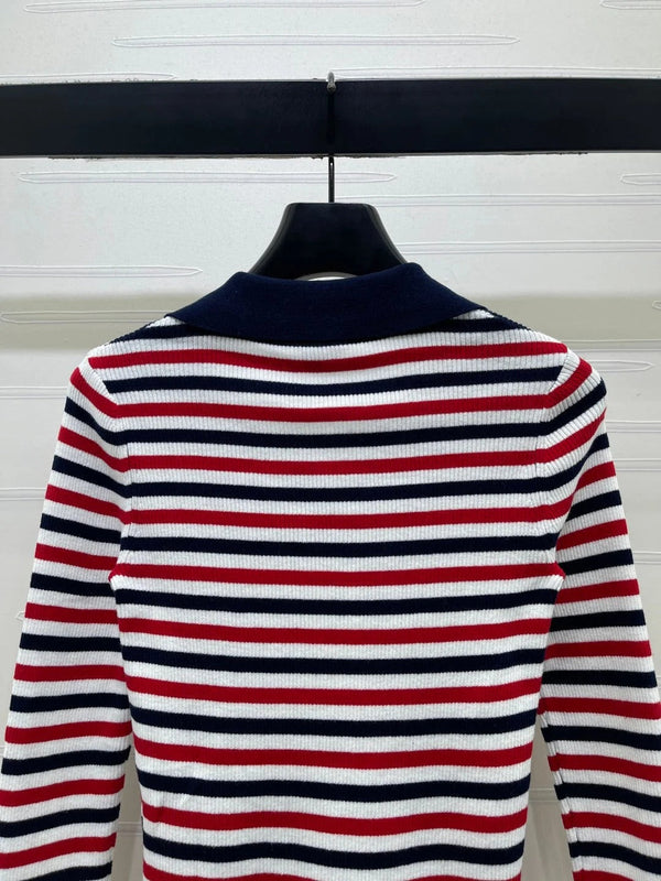 CC 2026 Striped Long-Sleeve Top Red Mix Colors Cotton 417672