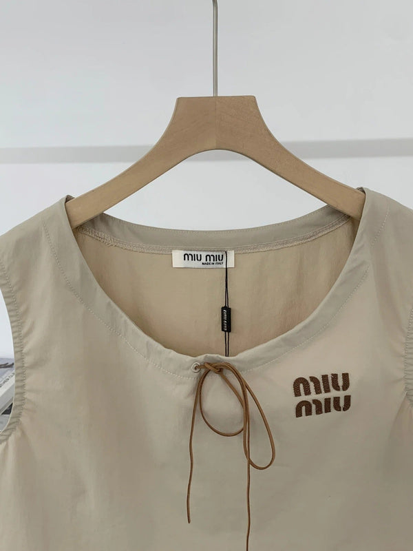 Miu 2026 Vest Shirt And Skirt Set Brown Cotton 638848