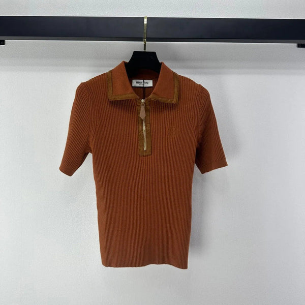 Miumiu 2026 Half-zip Knit Polo Shirt Wool 362412