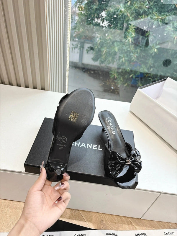 CC 2026 Black Bow Mule 80mm Leather