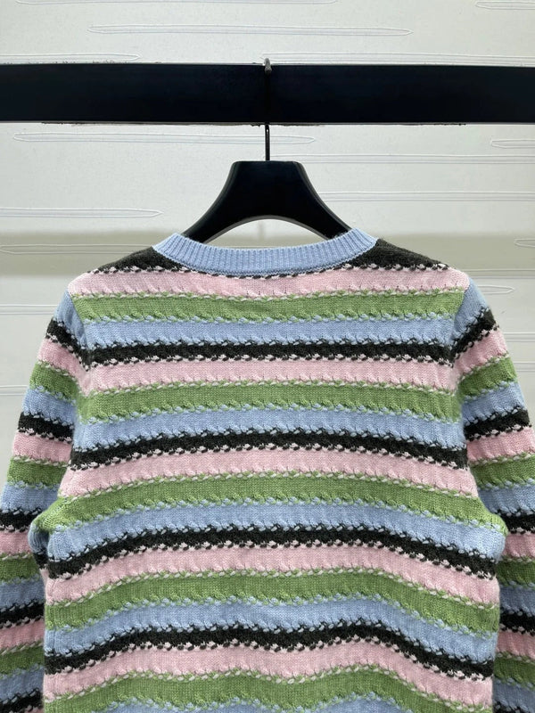 CC 2026 Striped Cardigan Blue Pink Green Wool 417669