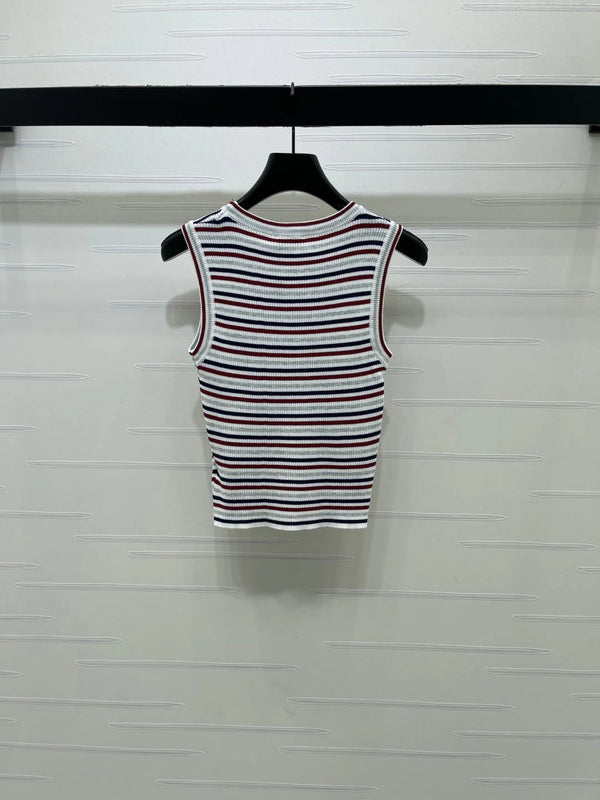 CC 2026 Crew Neck Striped Knit Vest Wool 677712