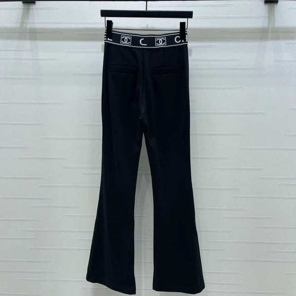 Chanel 2026 Webbing Letter Flared Pant Black White Cotton Polyamide 363365