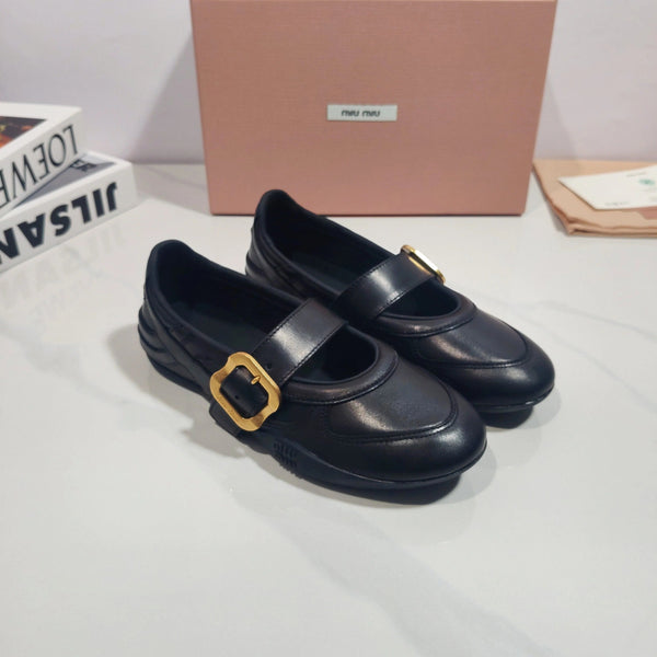 Miu 2026 Gymnasium Mary Jane Flats Leather 953684