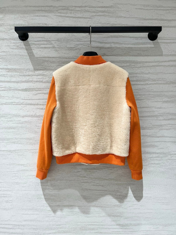 HM 2026 Bomber Jacket Orange Beige Wool
