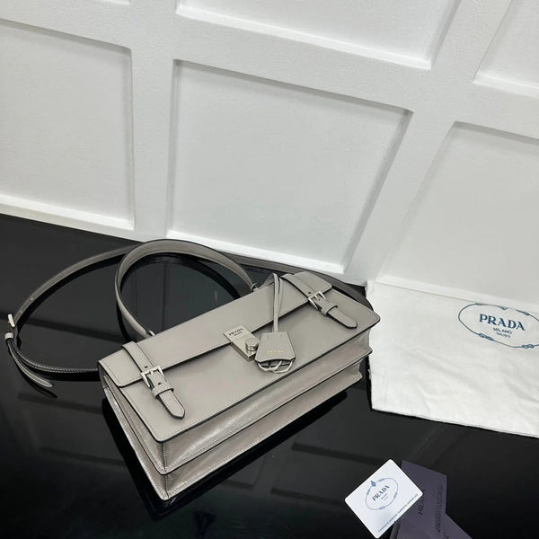 Prad 2026 Medium Shoulder Bag 32cm Patent Calfskin