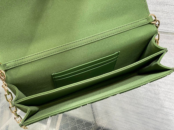 CD 2026 Microbead-Embroidered Bag 21cm Cotton Leather 355271