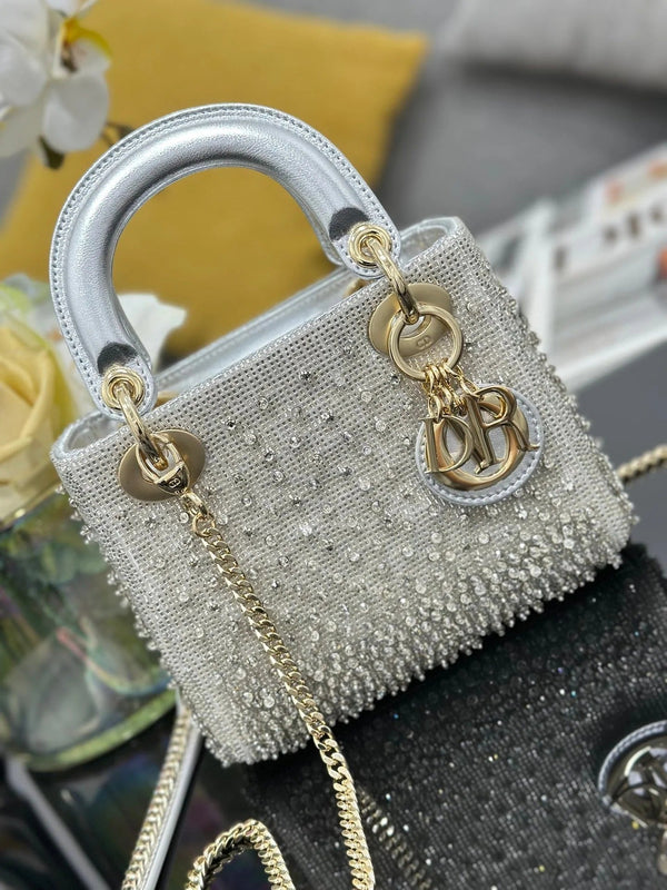 CD Lady Dior Embroidered Beaded Bag 17cm Lambskin