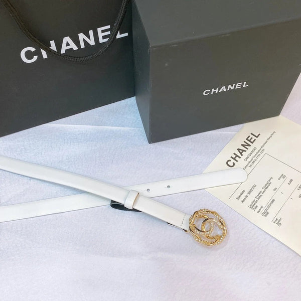 CC 2026 CC Rhinestone Twisted Belt 20mm Calfskin