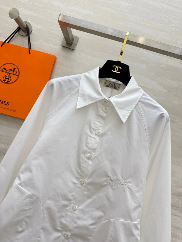 HM 2026 Embroidered Shirt White Cotton 416108