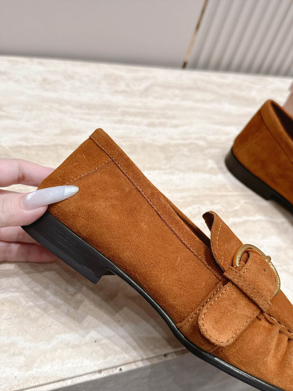 Miu 2026 Buckle Loafers Suede Calfskin 954313