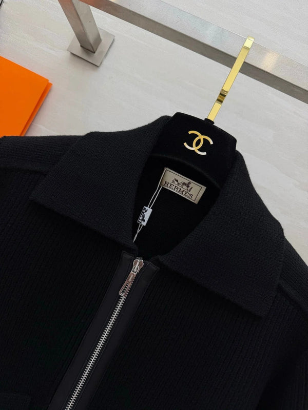 HM 2026 Collared Zip-Up Knit Jacket Wool 408378
