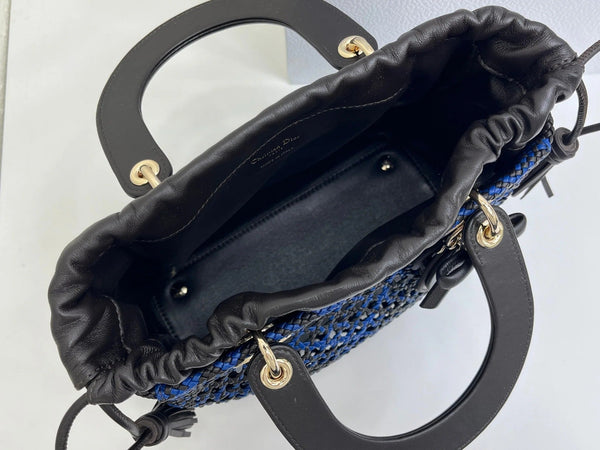 CD Lady Woven Bag 24CM Open-Mesh Lambskin Leather