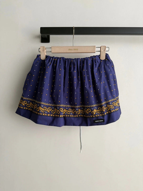 Miu 2026 Strapless Top And Skirt Navy Cotton 641183