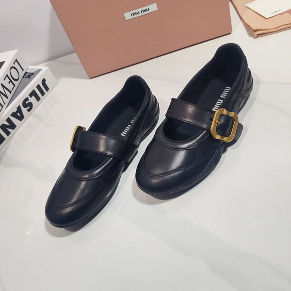 Miu 2026 Gymnasium Mary Jane Flats Leather 953684