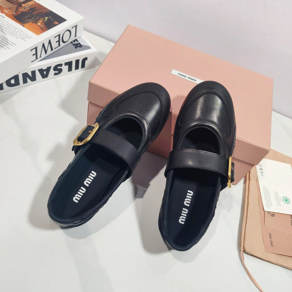 Miu 2026 Gymnasium Mary Jane Flats Leather 953684